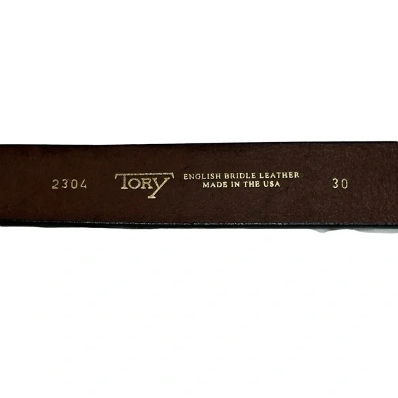TORY English Bridle Leather Brown Belt Brass Spur Buckle Sz 30 Unisex - Picture 2 of 6